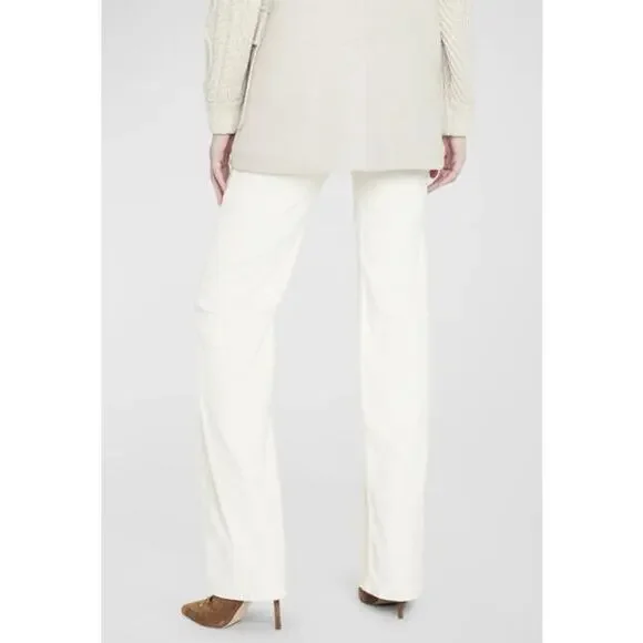 NWT 298 Veronica Beard Crosbie Cord Wide Leg Pants Jean Ecru Sz 27 NWT 298